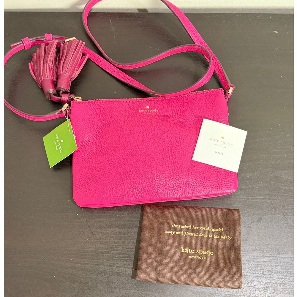 Kate Spade Carolyn Reservoir Road Pink Confetti Leather Crossbody Bag NEW
